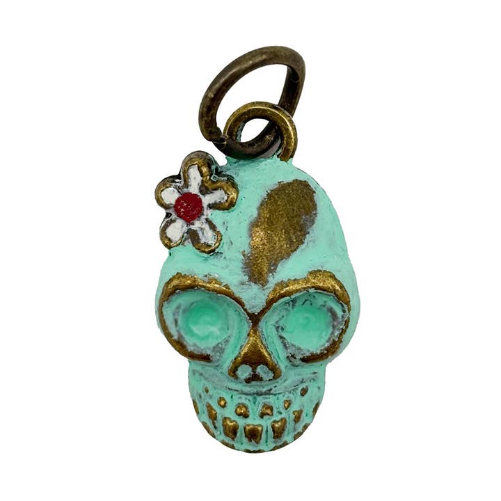 Day of the Dead Sugar Skull Charm (Add Bracelet or Necklace) for wholesale by Gleeful Peacock