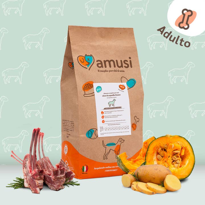 Agnello fresco con patate e zucca adulto taglia piccola 7 kg per la vendita all'ingrosso da parte di Pettech S.r.l.