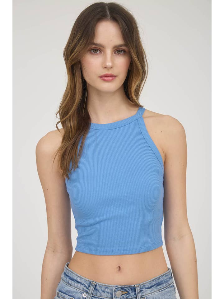 The Workshop Studio - Wholesale Knit Top - Women's - CROPPED SLEEVELESS KNIT HALTER TOP