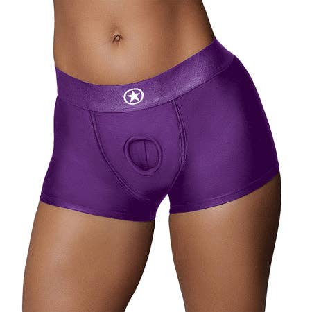 Sexology - Wholesale Sex Toy - Ouch! Vibrating Strap-on Boxer Purple M/L
