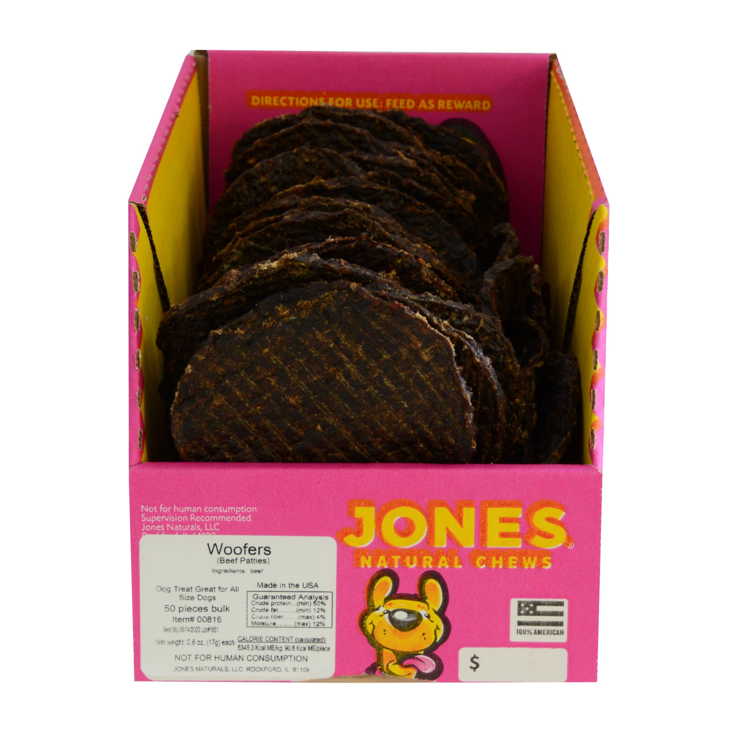Jones Natural Chews - Wholesale Pet Treats - Dog - Beef Woofers Bulk1