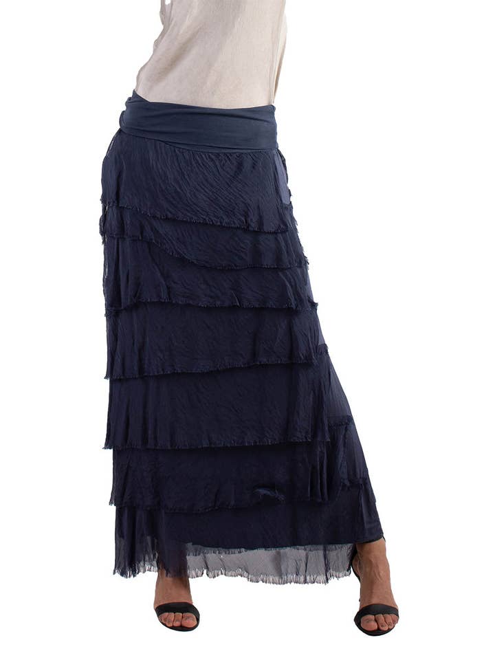 Gigi Moda - Vente Jupe – femme - Jupe volantée longue en soie19