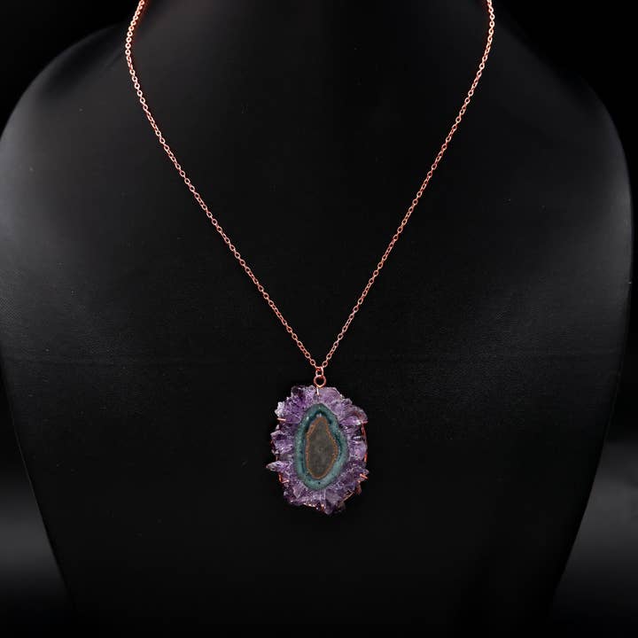AG 925 JEWELLERY - Wholesale Pendant/Charm Necklace - 925 Sterling Silver Amethyst Druzy Stalactite Necklace3