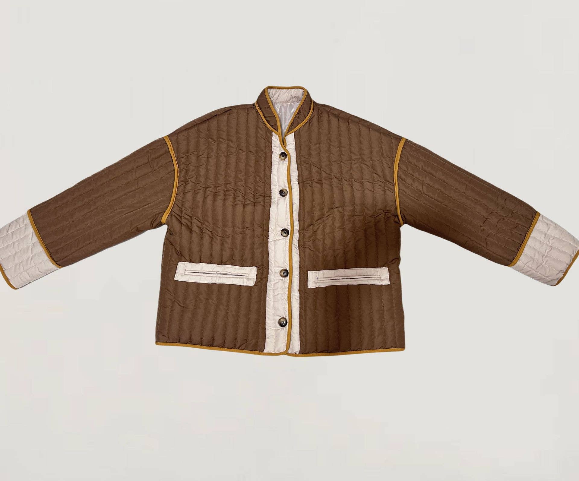 Rosa Clothing - Wholesale Coat - Women's - Retro Colorblock Quilted Jacket for Stylish Outfits2