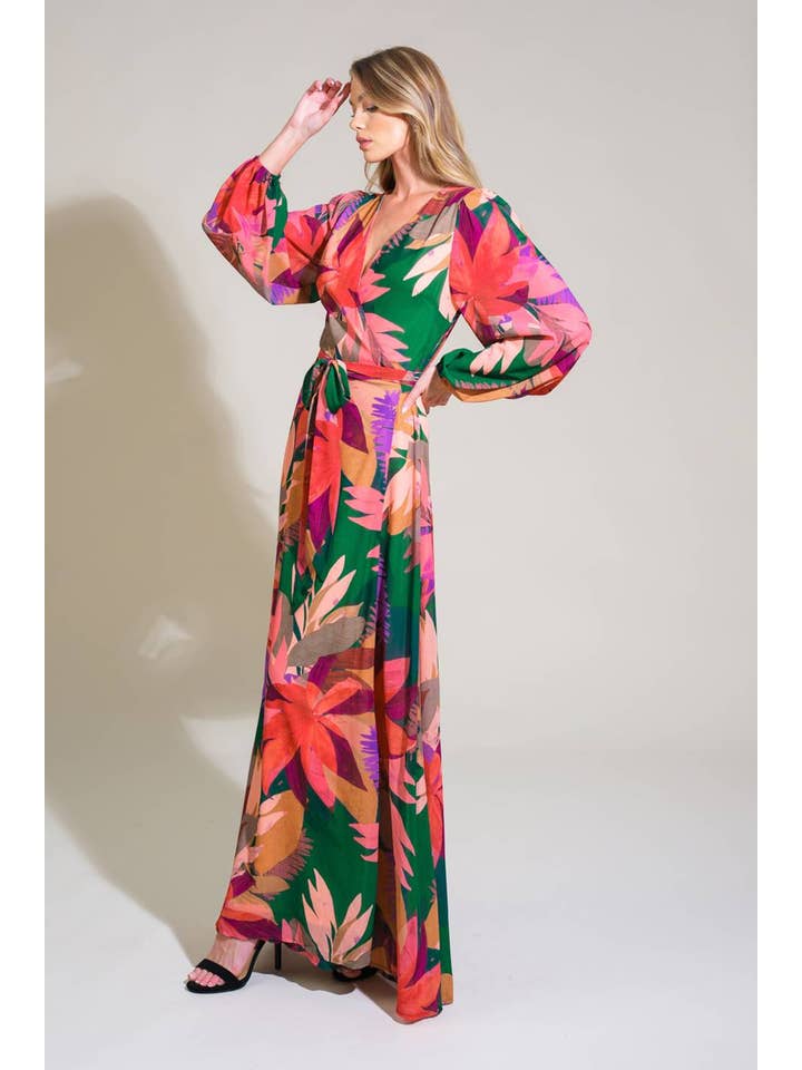 Green A printed woven maxi dress - ID21576 for wholesale on Faire