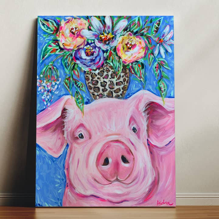 Audra Style - Wholesale Art Print - Pig Bouquet Art Print, Farmhouse Art, Dopamine Decor, Trendy Colorful Wall Poster, Kitchen Decor