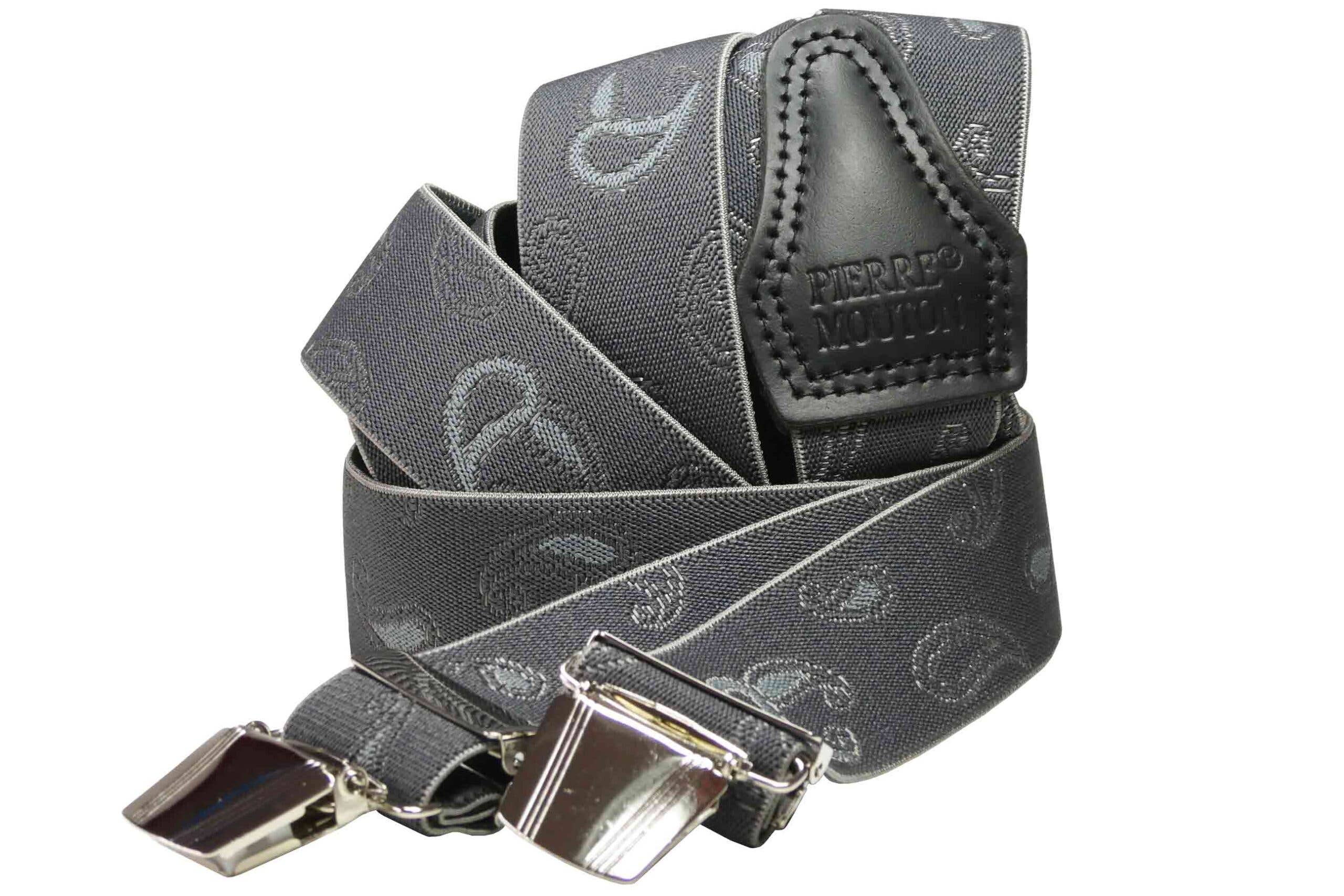 Pierre Mouton - Wholesale Belt - Unisex - Brace Paisley Grey 3 clips/140 cm | Handmade0
