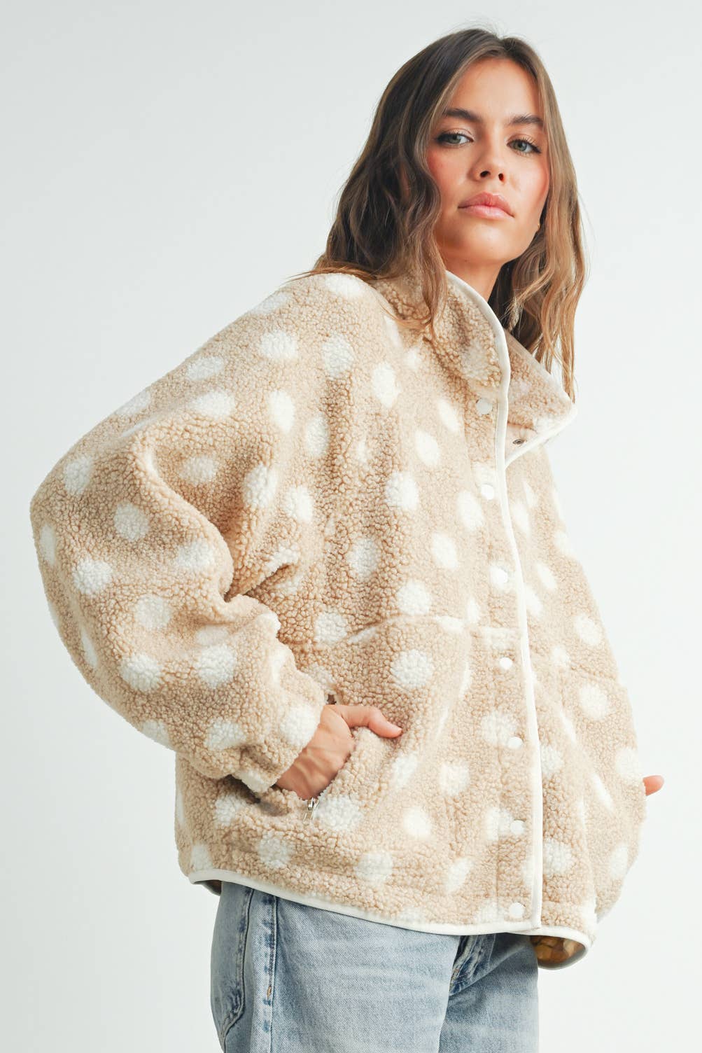 BUTTERMELON - Wholesale Jacket - Women's - Fall/Winter Polka Dot Button Down Jacket - BMJ742019