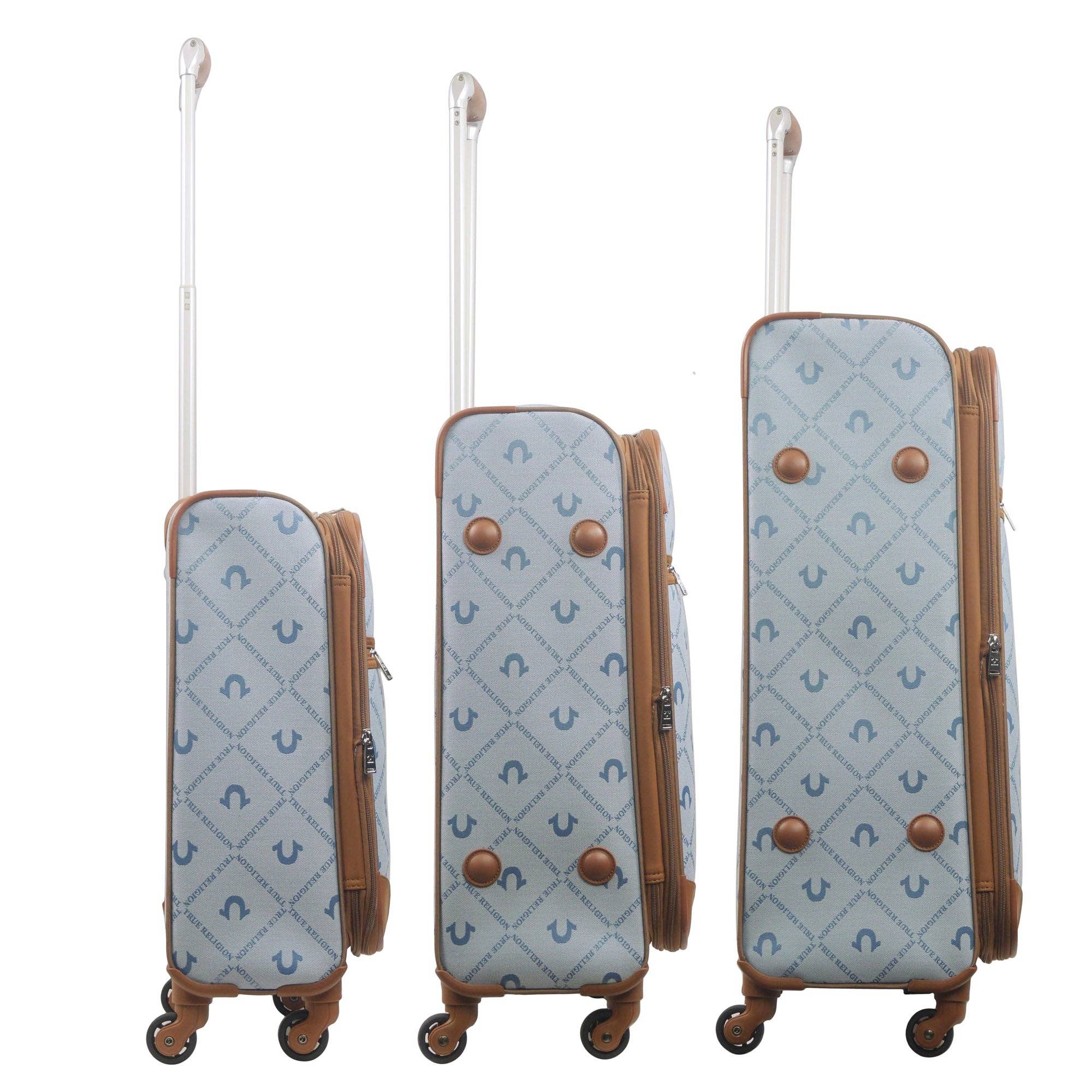 True Religion - Wholesale Luggage - True Religion Soft Sided 3 pc spinner Luggage Set, DENIM3