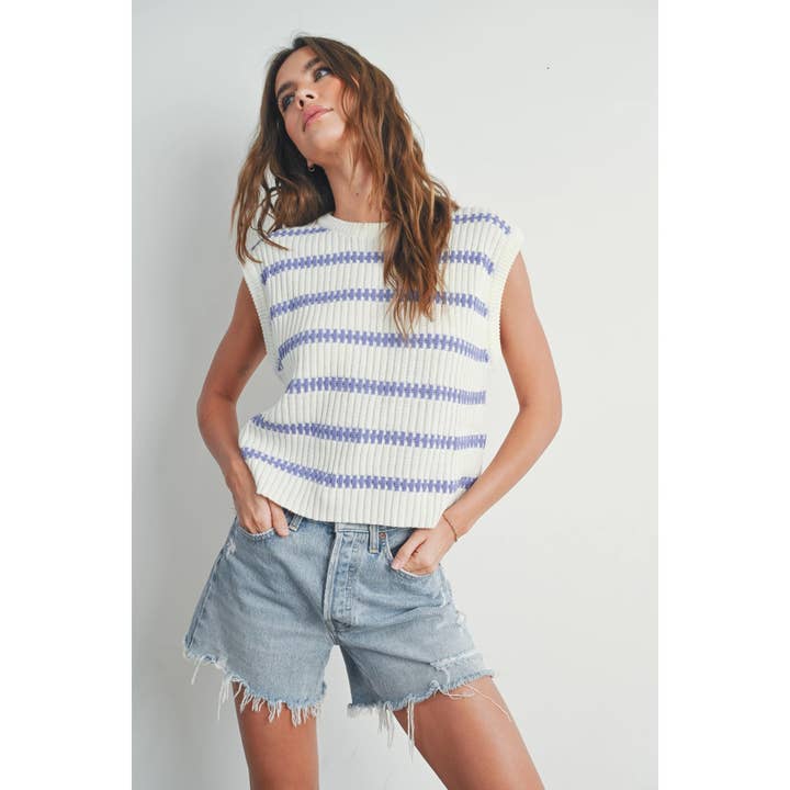 lassic Crew Neck Striped Knit Tank Top for Effortless Style for wholesale by Apolline
