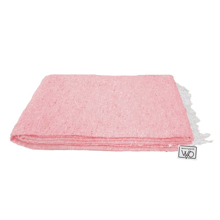 Solid Pink Mexican Blanket for wholesale by West Path