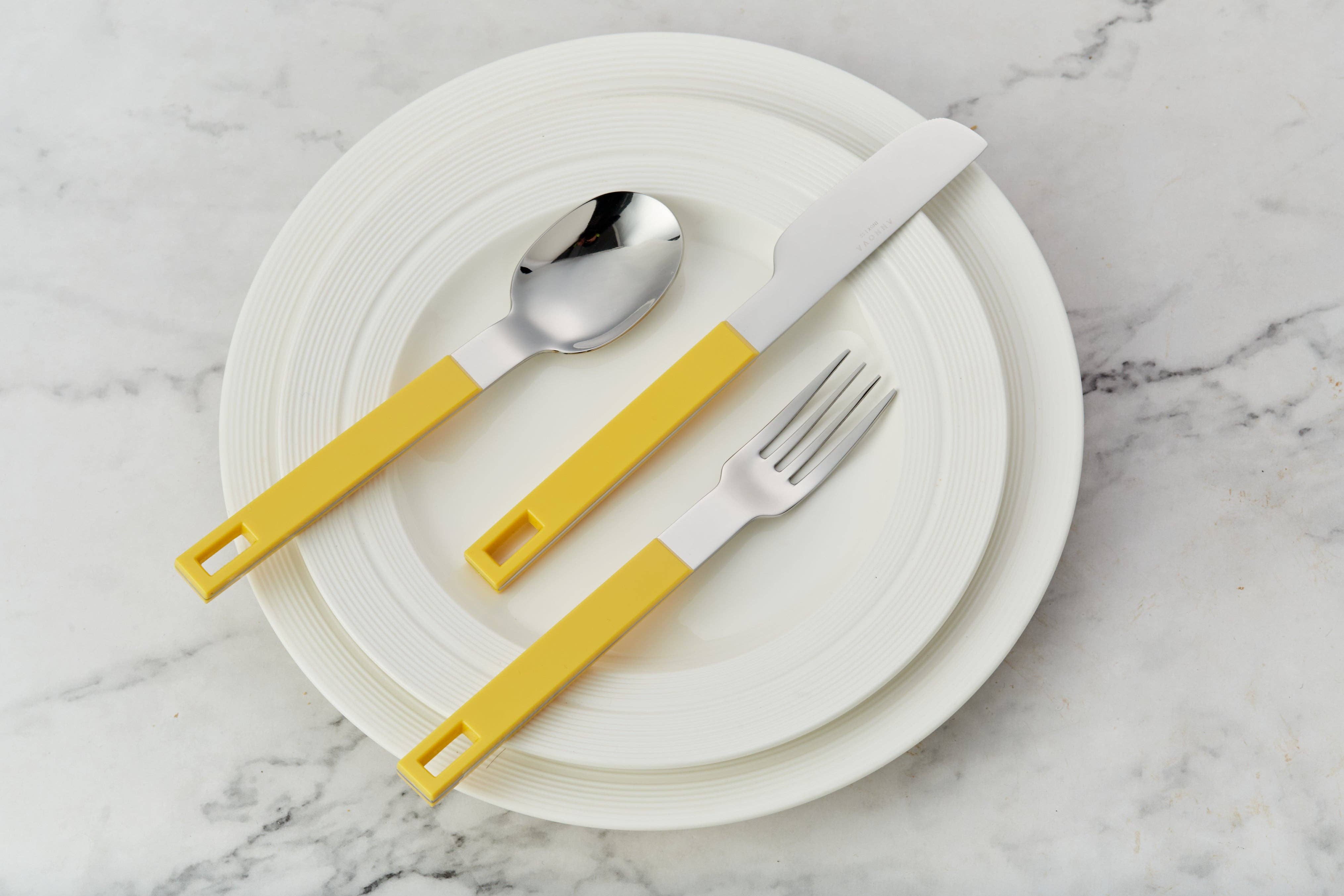 ANNOVA - Wholesale Flatware Set - ANNOVA Block Handle Silverware Set 20 Pieces Color Modern Style Flatware4