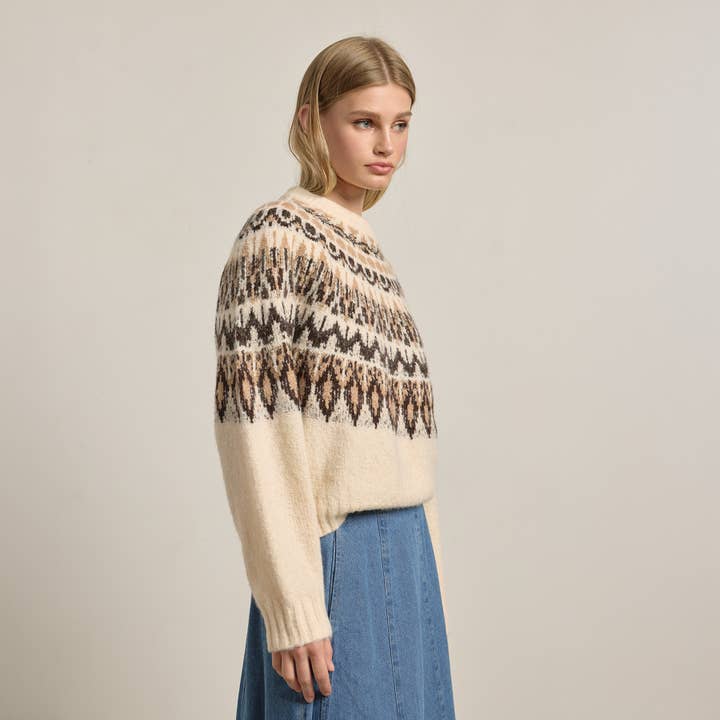 IVORY MIX Nordic Pattern Knit Sweater - RSW1118 for wholesale on Faire2