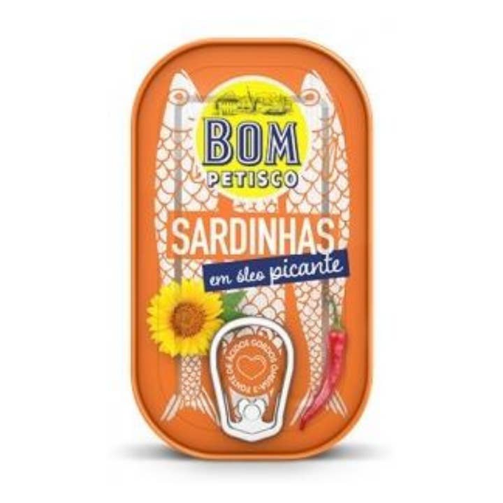 Portugalia Imports - Wholesale Fish/Seafood - Bom Petisco Sardines in Hot Vegetable Oil