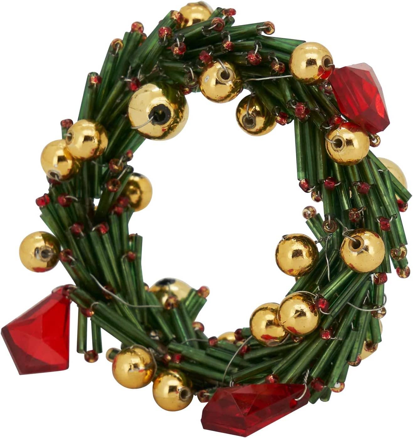 Fennco Styles - Vendita all'ingrosso Anelli portatovagliolo - Anello Portatovagliolo Natalizio a Corona con Perline Fatto a Mano1