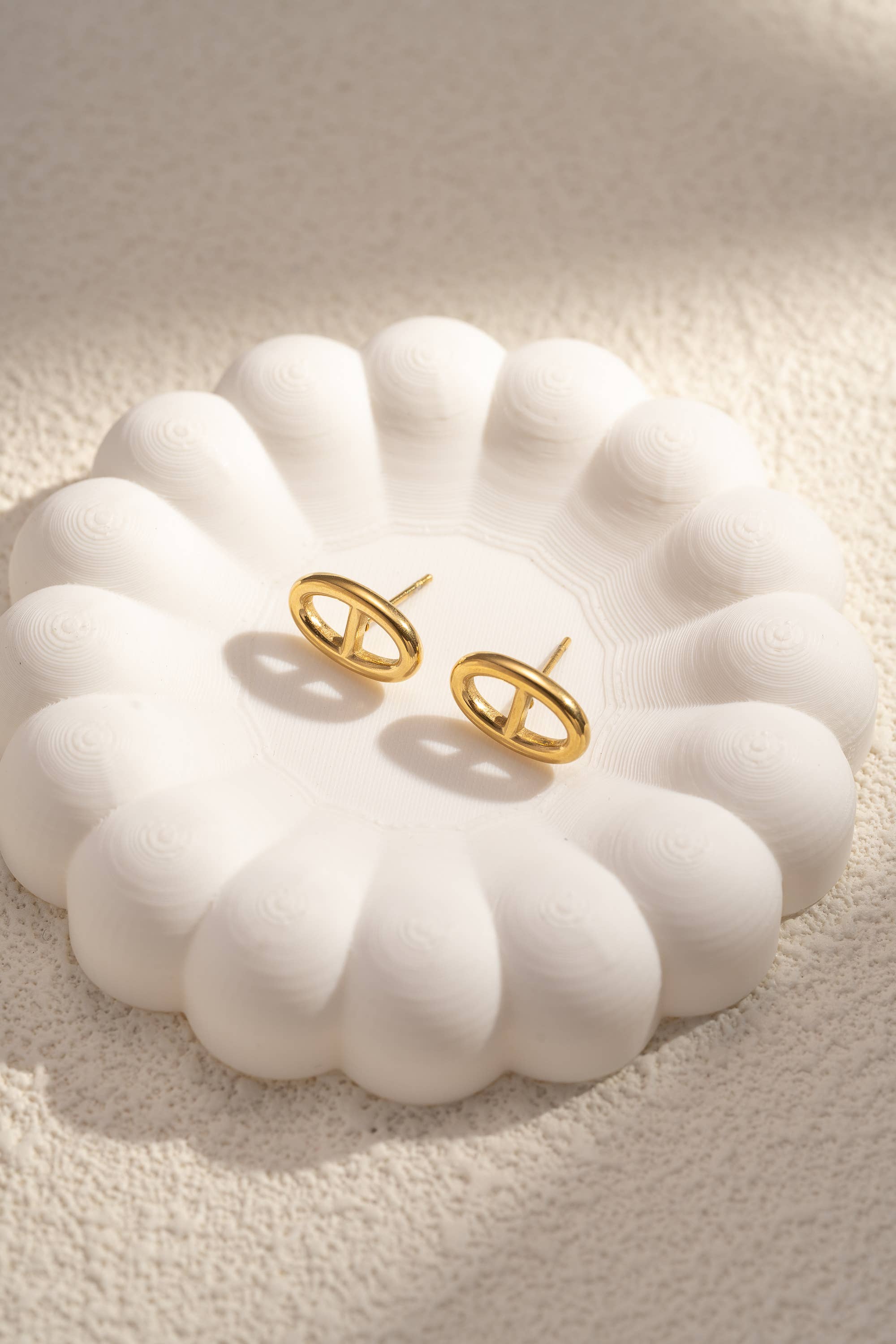 COSMOS - Wholesale Jewelry Set - Oval pattern necklace and earring set in stainless steel2