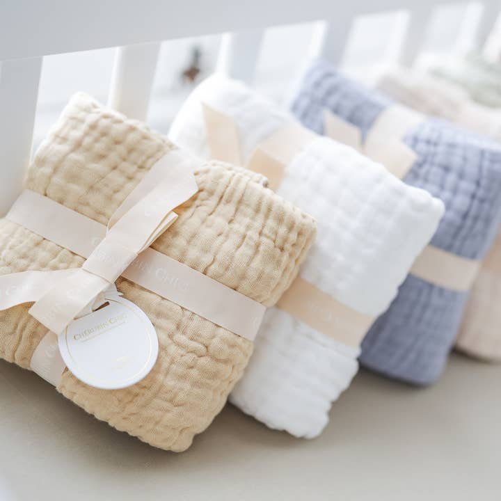 Muslin Baby Swaddle Blanket: 6 Layers- Sage for wholesale by Cherubin Chic