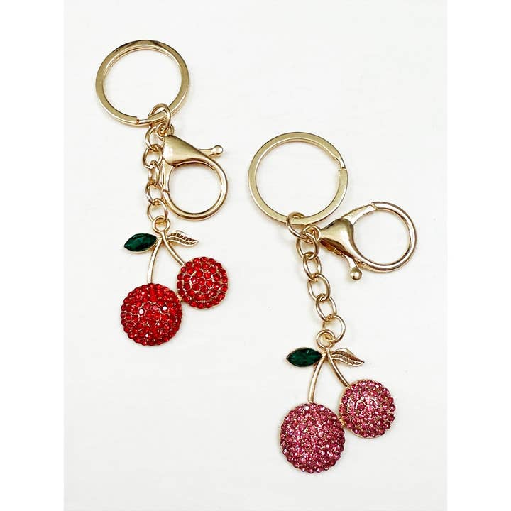 MIX COLOR Sparkling Cherry Pendant Key Chain for wholesale on Faire