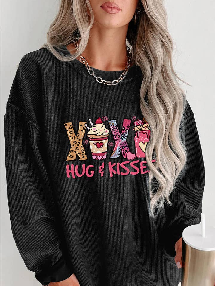Alla hjärtans dag XOXO Kramar och Kyssar Grafisk Sweatshirt för wholesale av Lovesoft