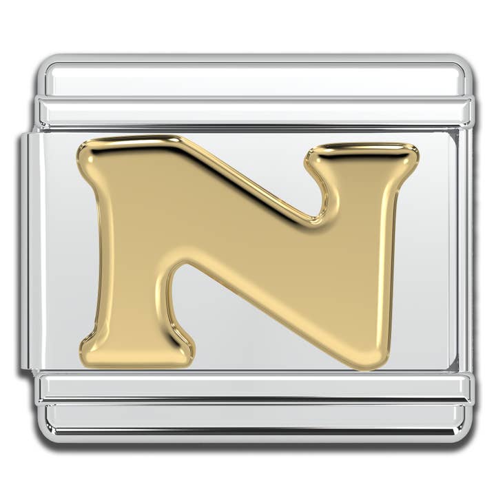 Natalia - Wholesale Individual Charm/Pendant - Italian Charm Letters A-Z - 9mm Gold Bracelet Charms10