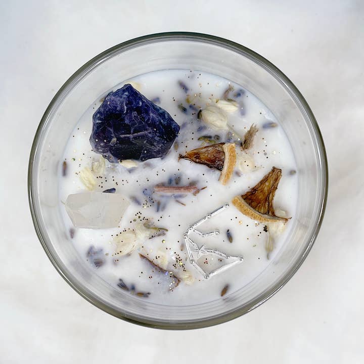 Aquarius Zodiac Candle for wholesale by Ojo Luna Apothecary