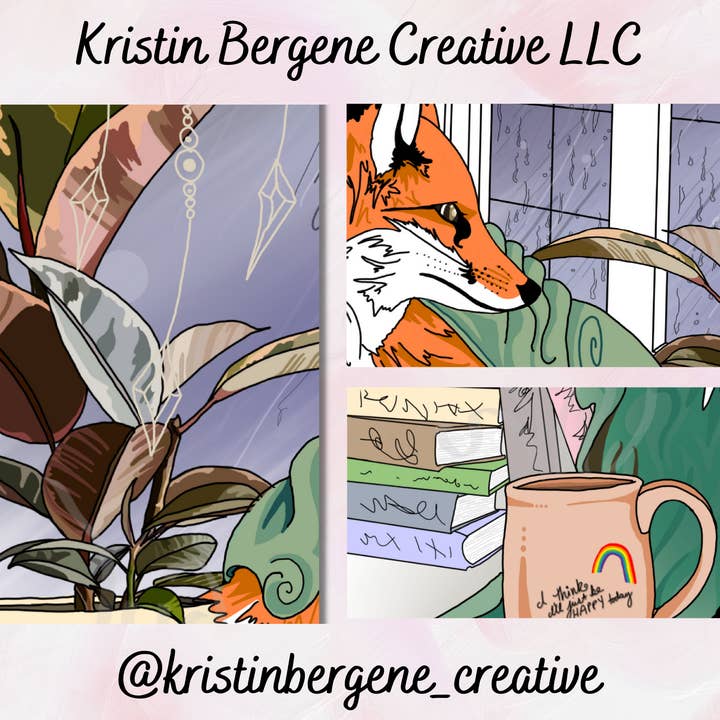 Kristin Bergene Creative LLC - Wholesale Season's Greetings Card - Fox Librarian Greeting Cards | Blank Inside, 5.5” x 4”5