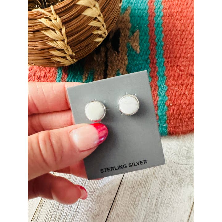 Nizhonitradersllc - Wholesale Stud/Post Earrings - White Buffalo and Sterling Silver Stud Earrings4
