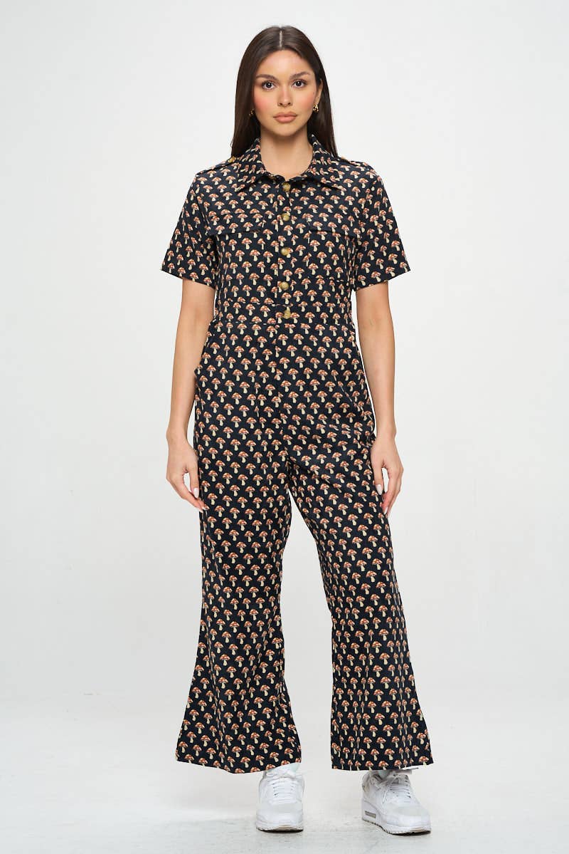 SM WARDROBE - Wholesale Jumpsuit - Women's - MUSHROOM PRINT CORDUROY  JUMPSUIT OVERALL3