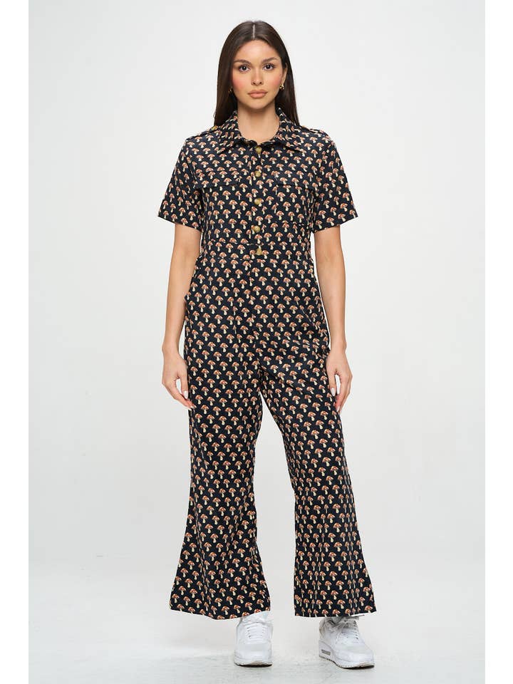 SM WARDROBE - Wholesale Jumpsuit - Women's - MUSHROOM PRINT CORDUROY JUMPSUIT OVERALL3