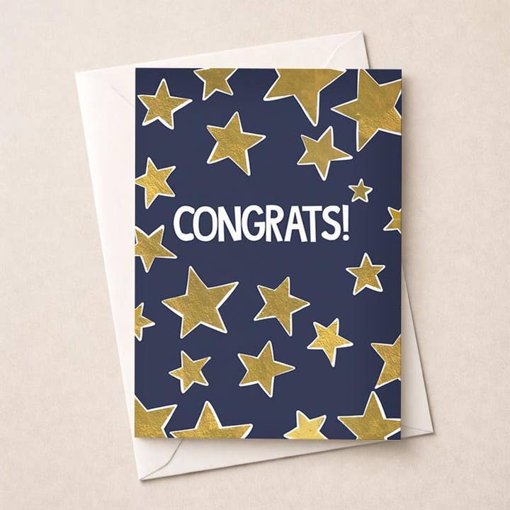 Large Congratulations Card - Gold Stars for wholesale by Hammond Gower Publications Ltd