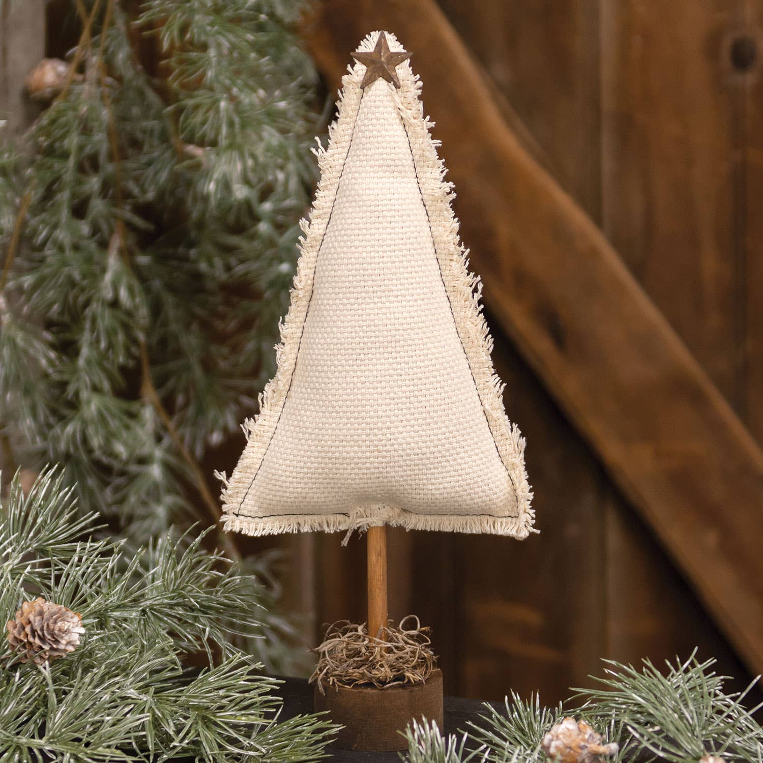 The Hearthside Collection – wholesale Christmas decoration – Fringed Stuffed Ivory Canvas Christmas Tree on Base, 11.5"1