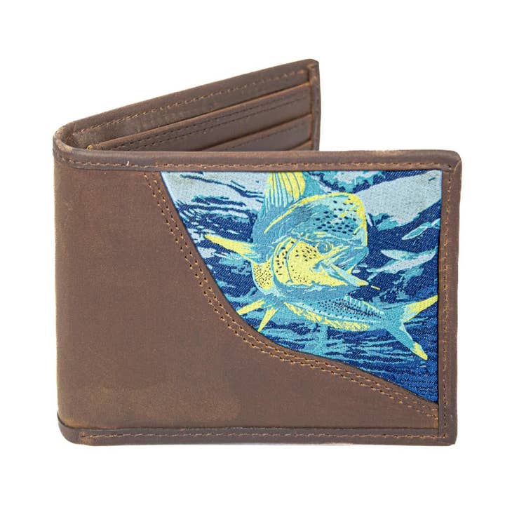 Dolphin Mahi Men's Bifold Woven Patch Leather Wallet. for wholesale by Zep-Pro