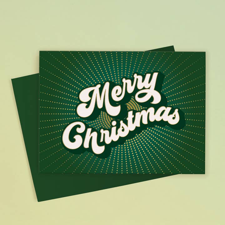Merry Christmas Card | Rays | Gold Foil for wholesale by Sunshine Studios