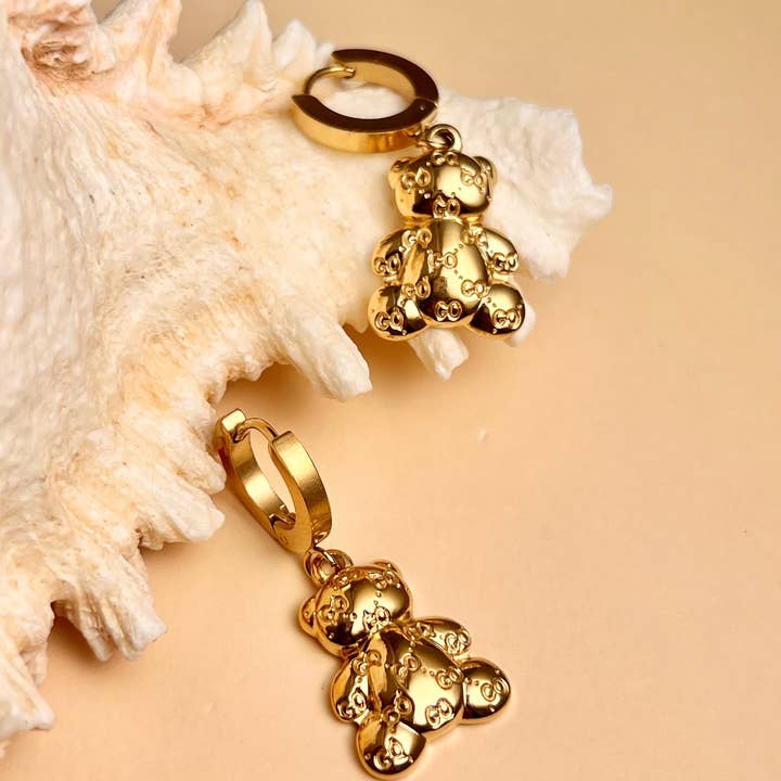 COSMOS - Wholesale Dangle Earrings - Stainless steel teddy bear drop earring2