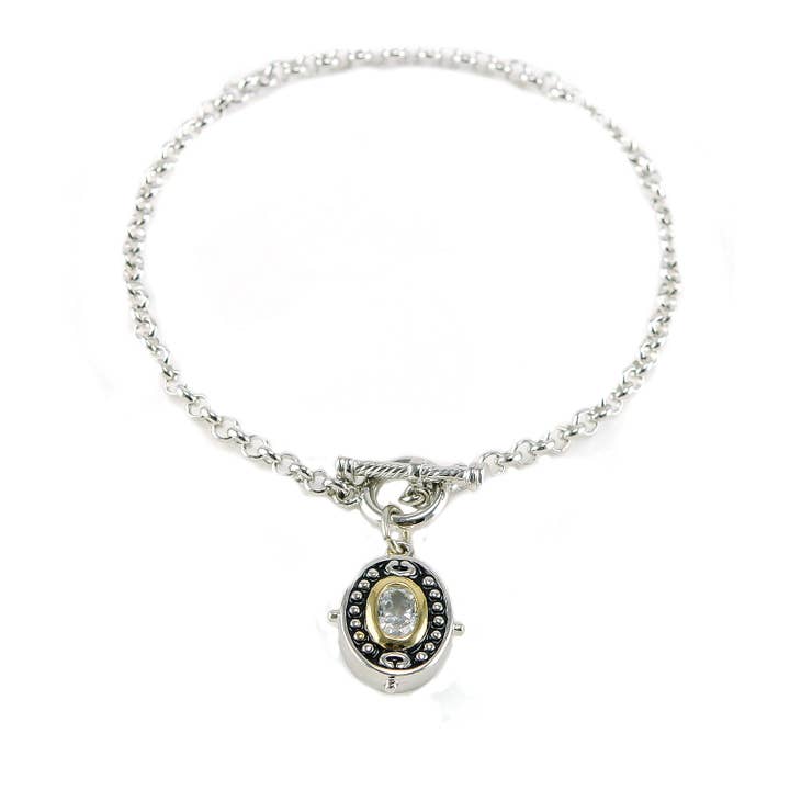 Bracelet à breloques ovale bicolore pour la vente par Laudic Co