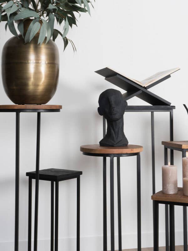 Home67 - Wholesale Side Table - Sam Round Plant Tables - Set of 3 - Black Mango Wood1