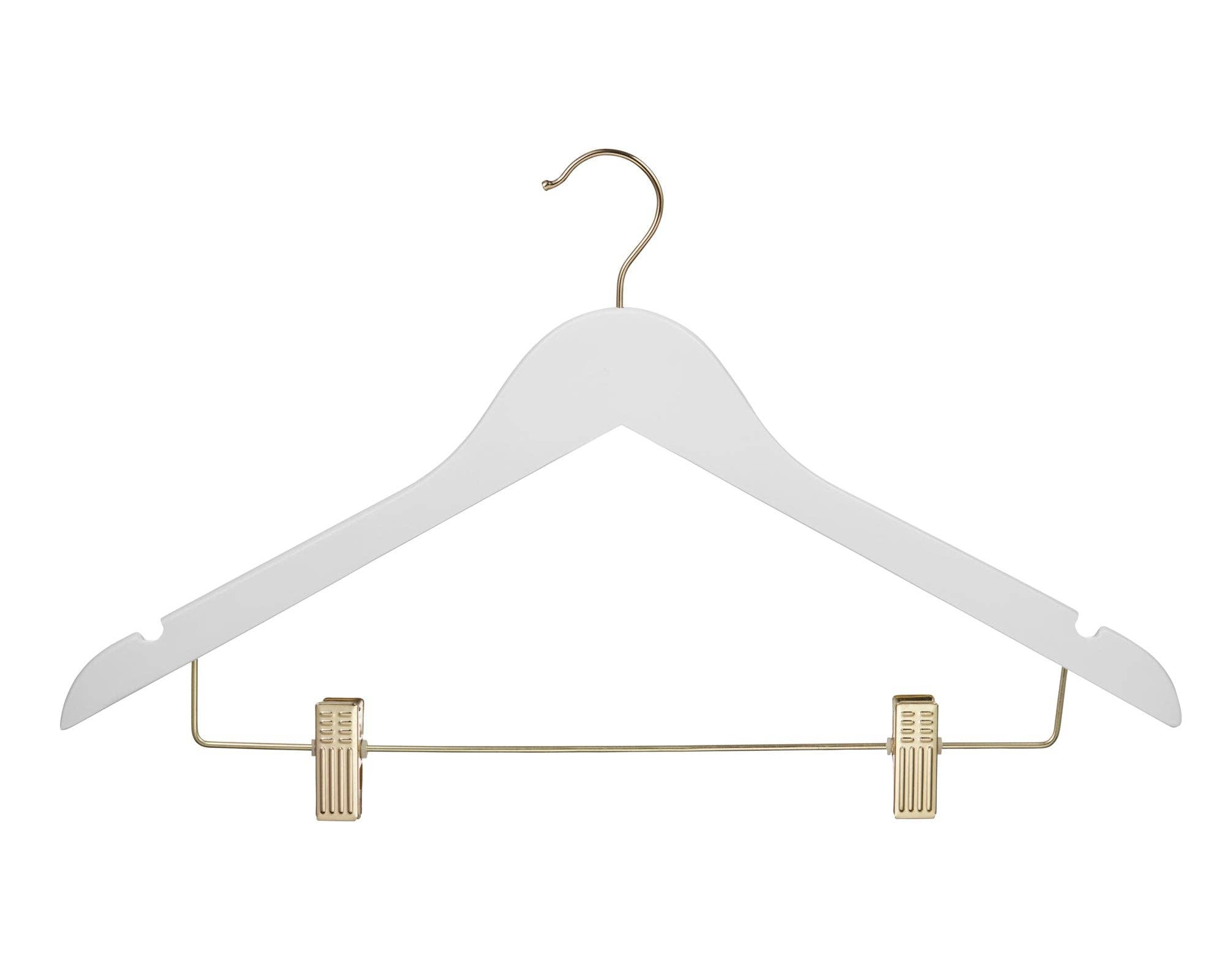 DEILSY – Cabides por atacado – Cabides de Madeira Branca com Presilhas (4 Unidades por Embalagem)3