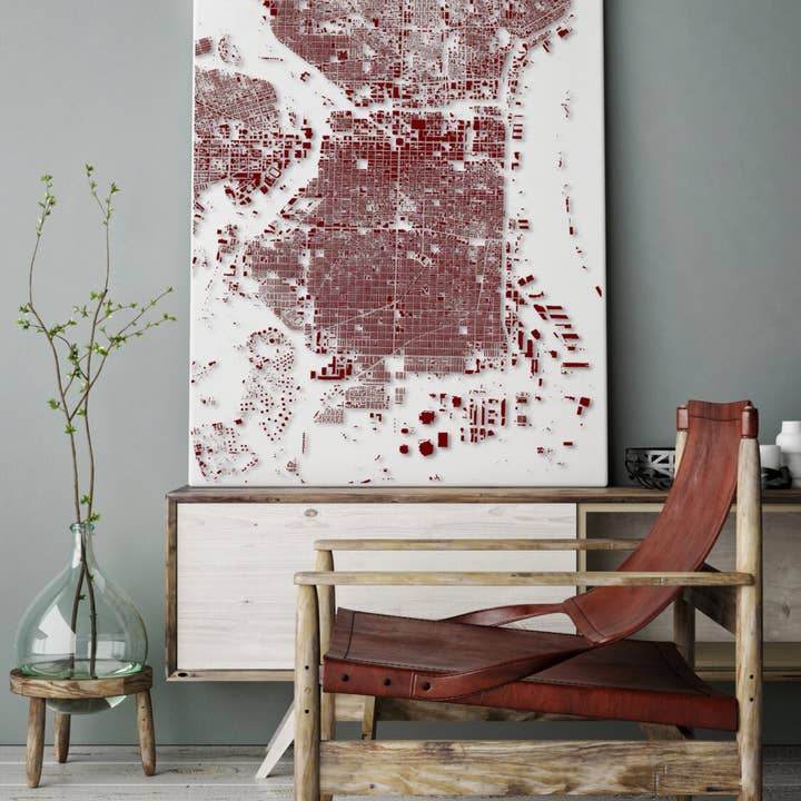 Philadelphia: Detailed Building Map, Premium Poster Print for wholesale by Nativah Chaya