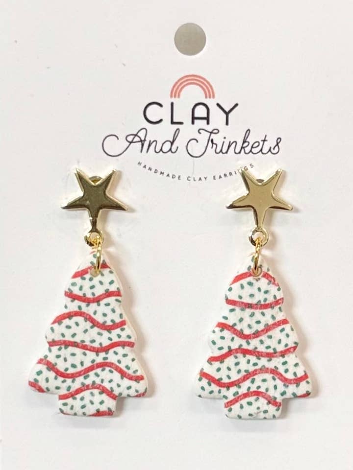 Sprinkle Tree Dangle Earrings with Star for wholesale by Clay and Trinkets