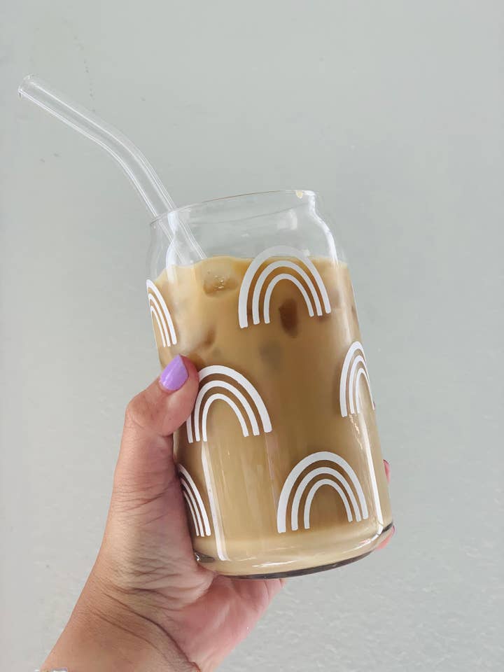 Glass Can Cups (Please select design) for wholesale by Sparkly Paper Co