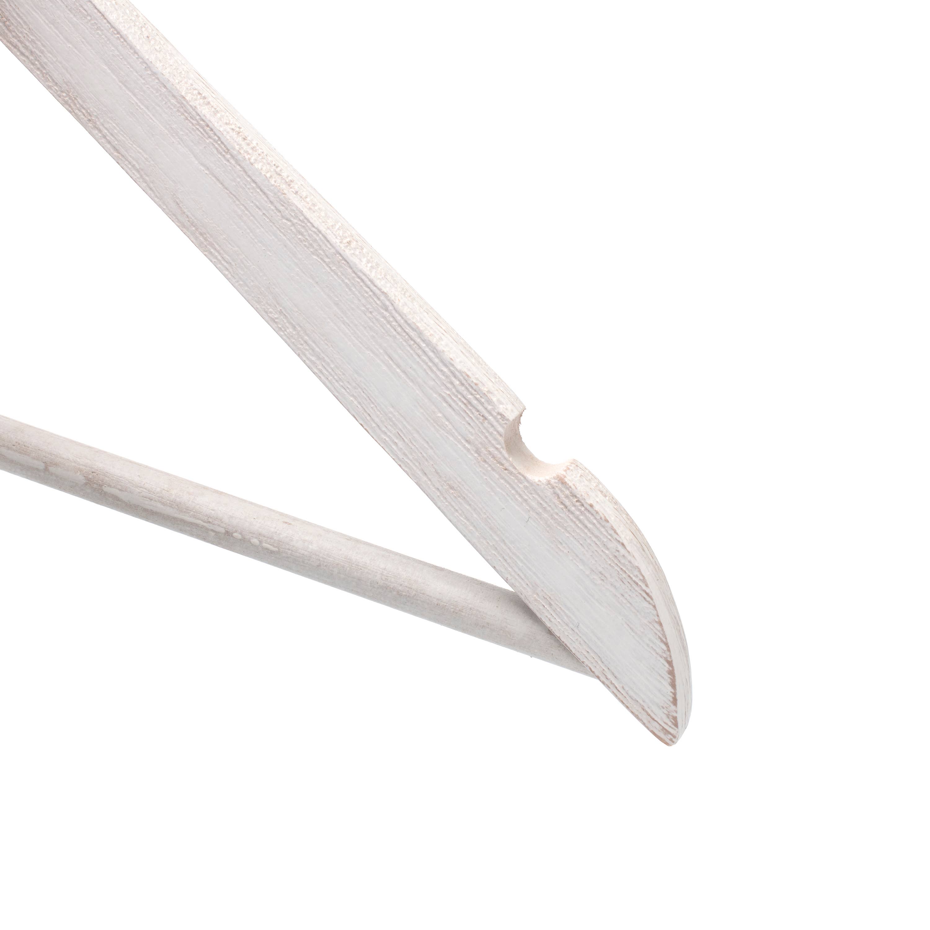 Quality Hangers – Großhandel Kleiderbügel – WV40 - Weißer rustikaler Vintage-Holzkleiderbügel, 44,5 cm - 80 Stück10