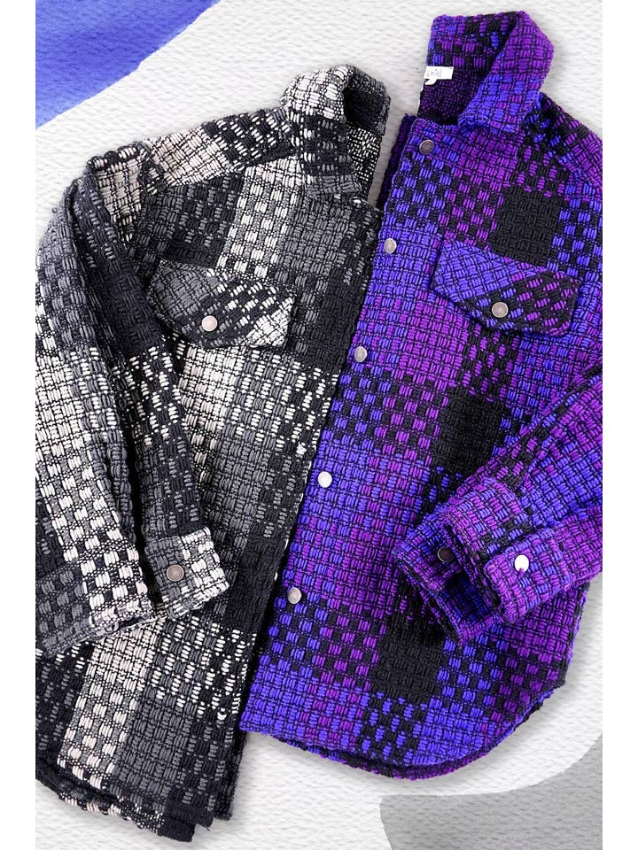 La Miel - Wholesale Jacket - Women's - JKT1772-Check Patterned Loose Fit Jacket with Front Pockets19