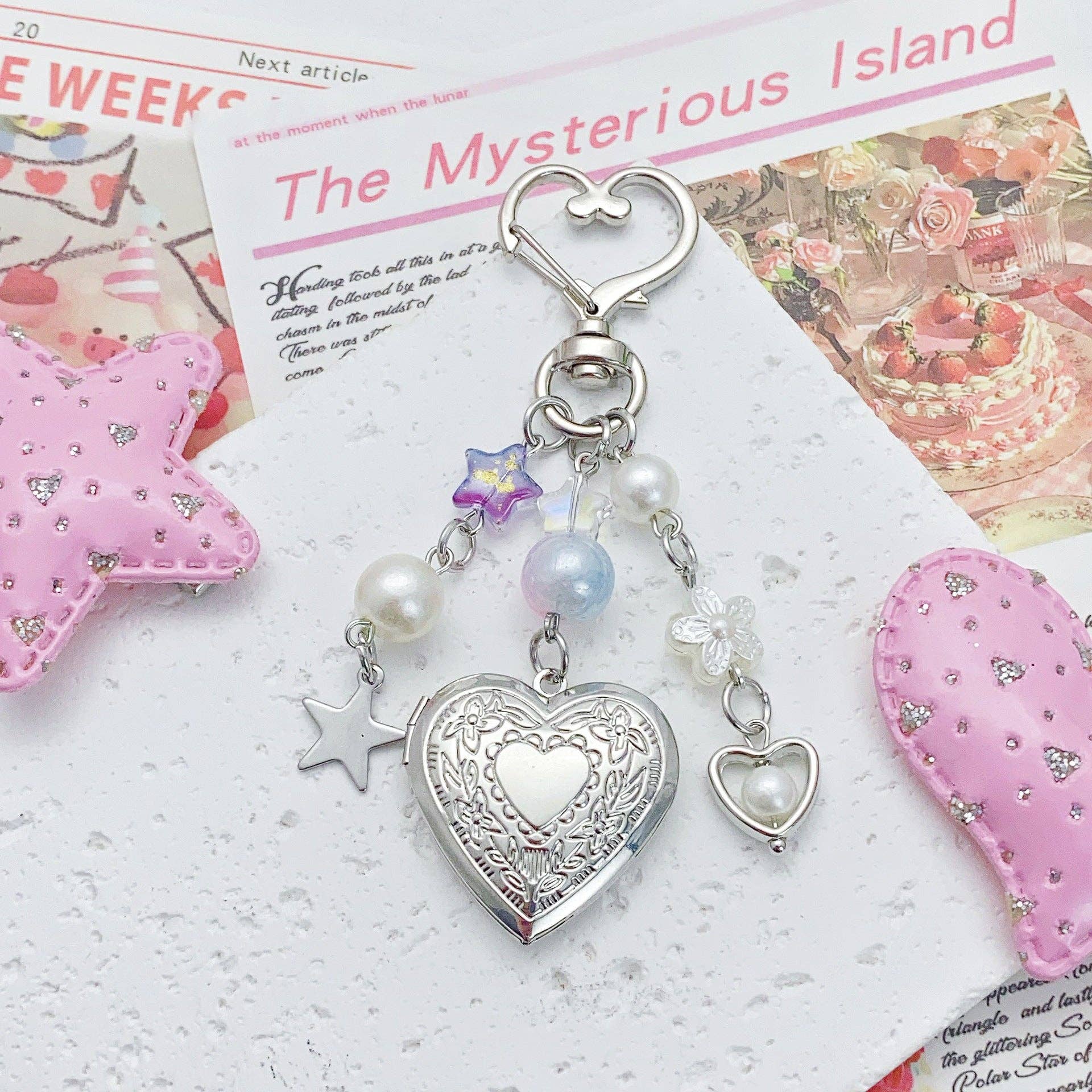 Purple Metal Love Beads Keychain Bag Charms DP25B547 for wholesale on Faire2