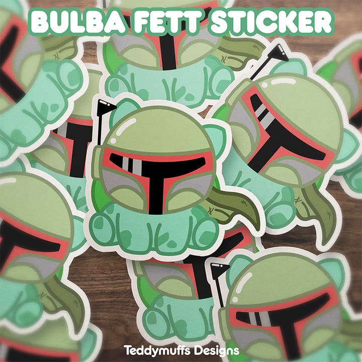 Autocollant Bulbizarre x Boba Fett | Pokémon pour la vente par Teddymuffs Designs