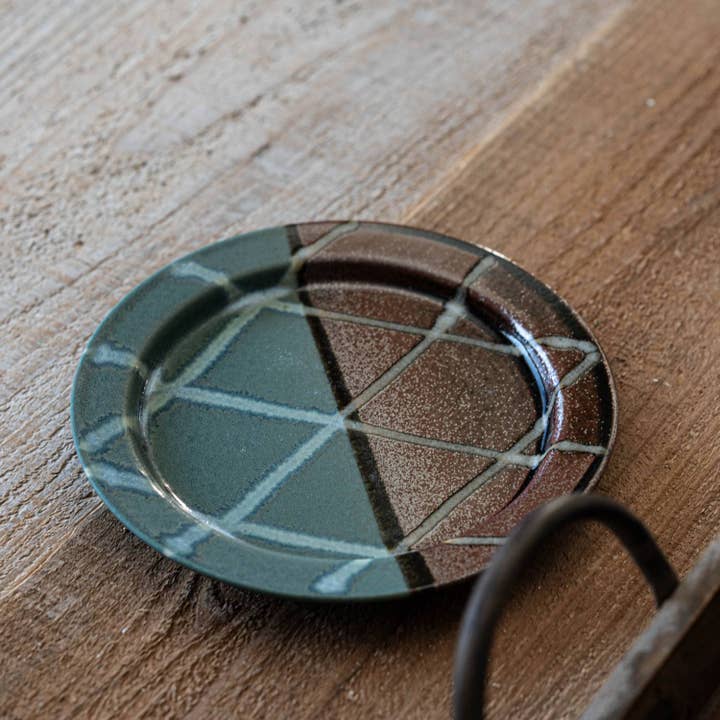 Memory of Glaze 16.5cm Rim Plate - Peacock Blue for wholesale by Yamani