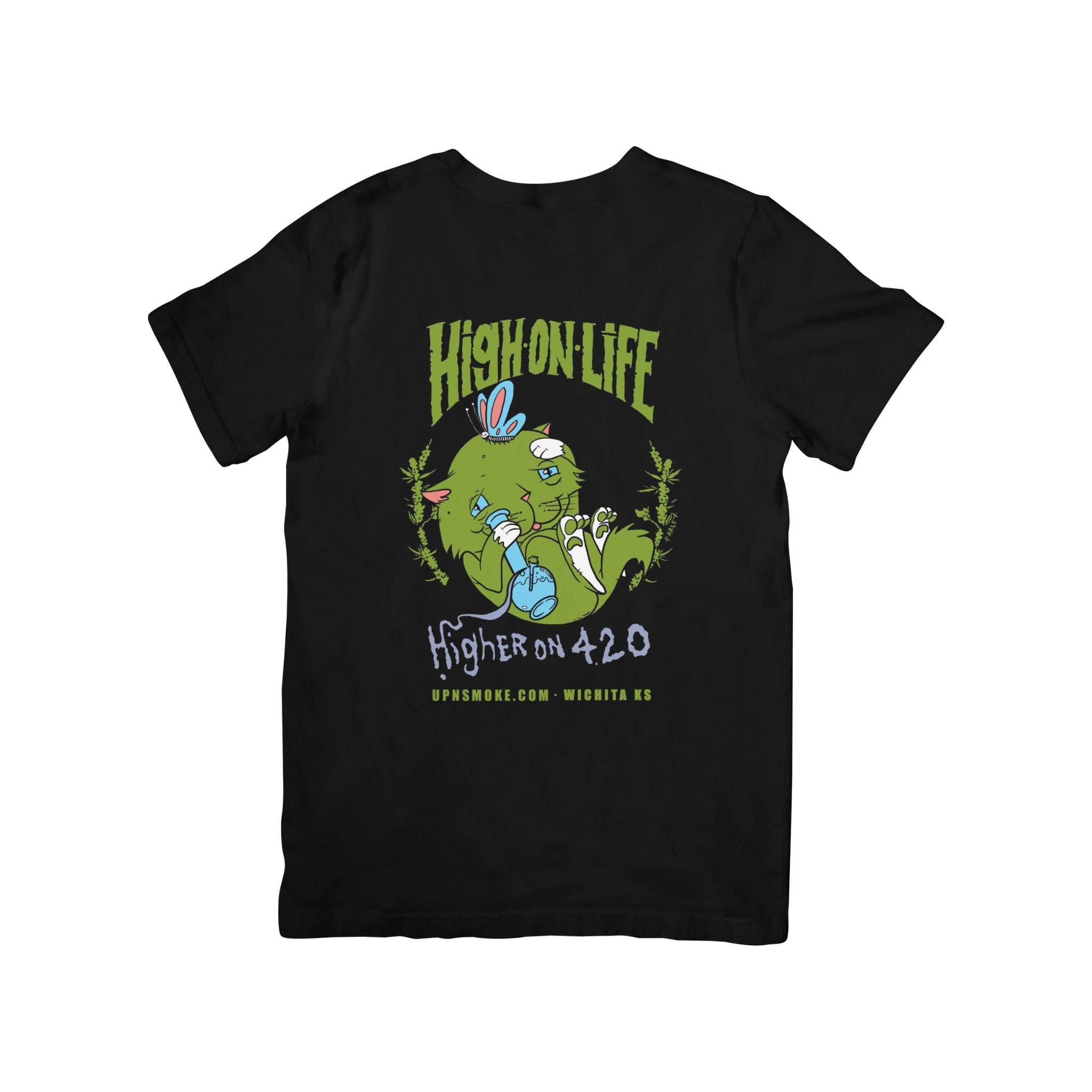 Up N Smoke - Wholesale Screen Printed T-Shirt - Unisex - 420 Stoner Cat Themed T-Shirt1