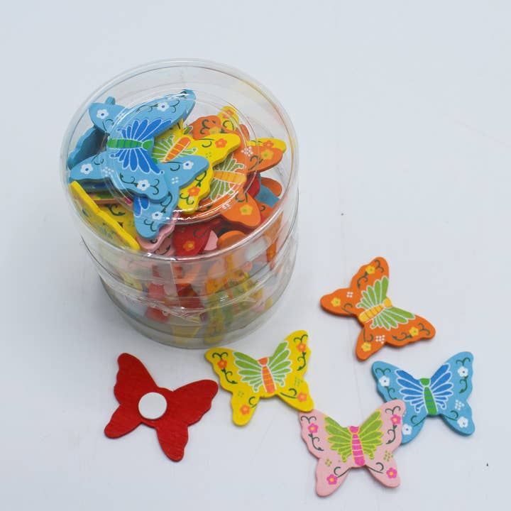 Caixa 48 Borboletas de Madeira Com Autocolante Dupla Face por atacado de Fioretto Renato S.r.l.