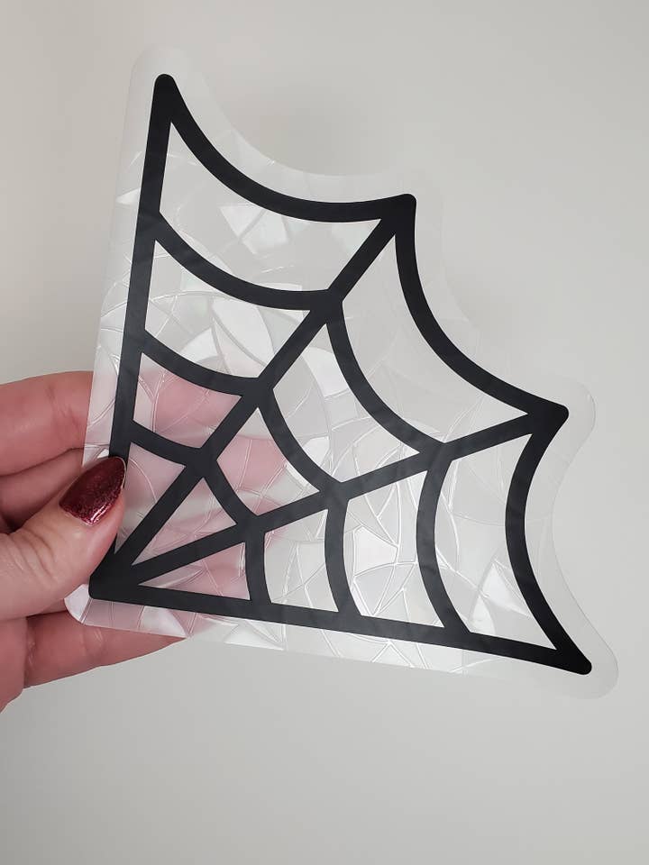 Suncatcher | Corner Spiderweb Witchy Goth Rainbow Window Cling for wholesale by StrangelyArranged