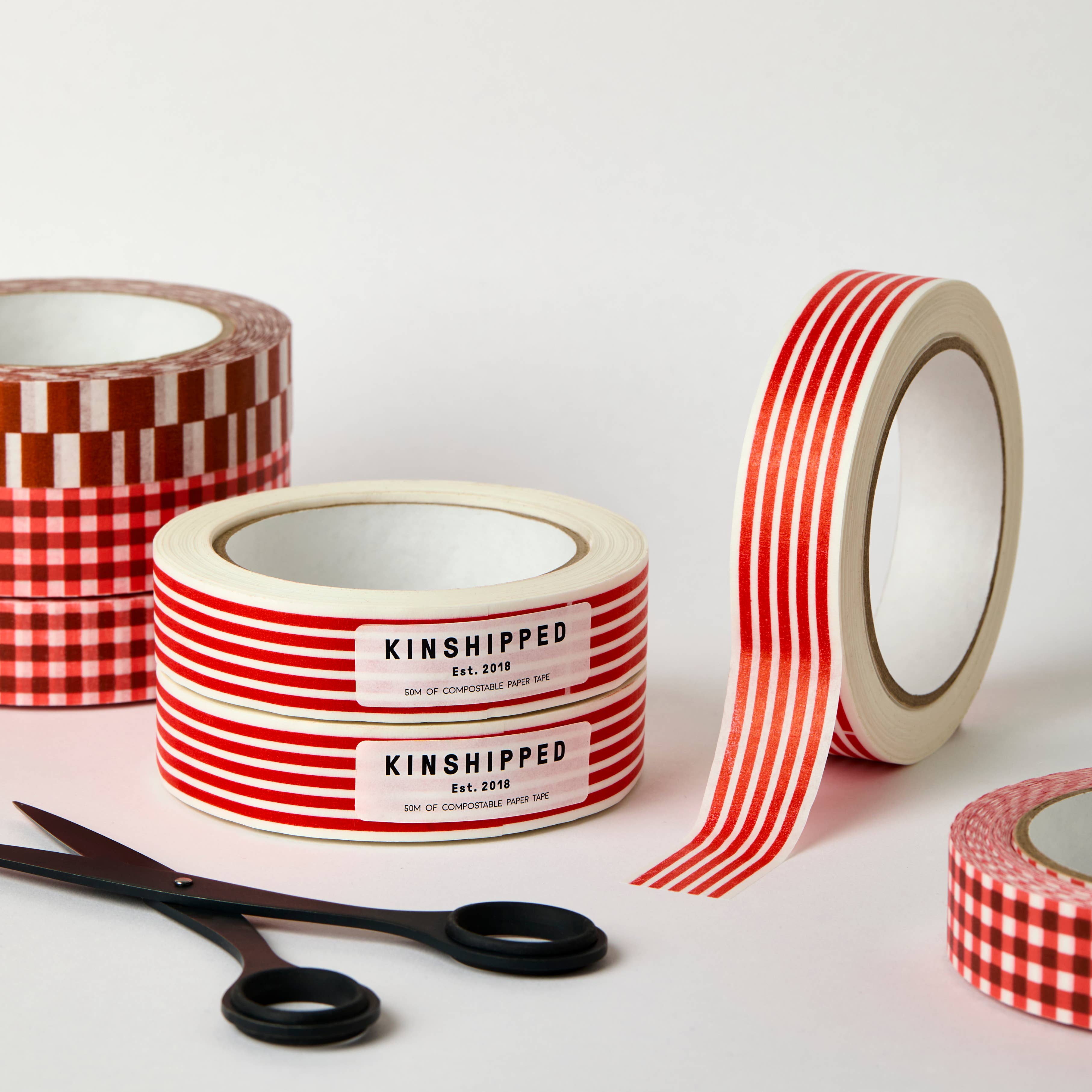 Kinshipped - Wholesale Washi Tape - Red Horizontal Lines Tape0