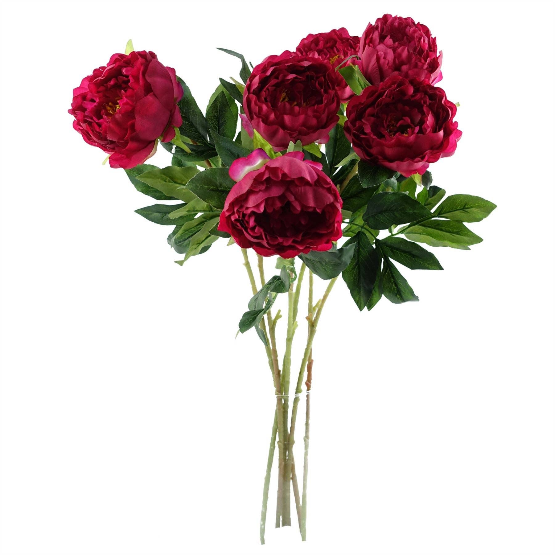 Leaf Design UK LTD - Vendita all'ingrosso Fiori finti - Confezione da 6 x Fiori Artificiali Stelo di Peonia Rosa Scuro 80cm1